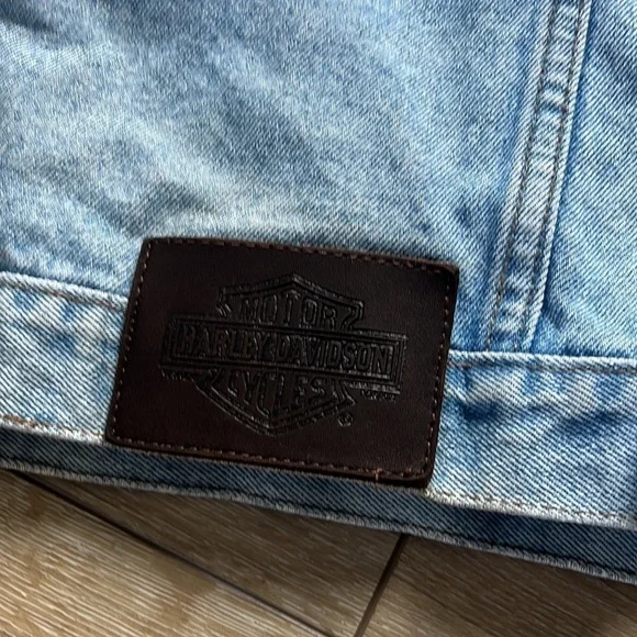Vintage Harley Davidson Button Down Denim Jean Jacket Embroidered - Picture 10 of 12